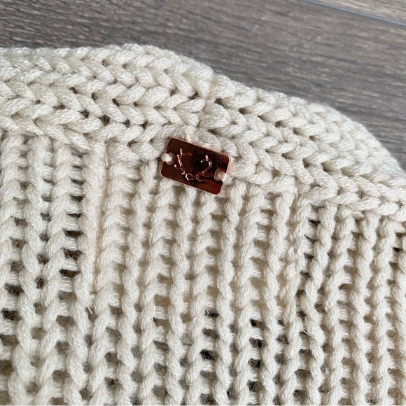 For Love and Lemons Knitz Denver Cardigan Sweater Chunky Knit Fringe Ivory - Picture 9 of 16